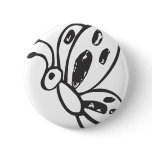 Black and White Butterfly in Sketch Form Button