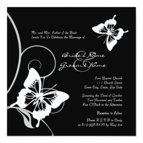 Black and White Butterfly Wedding Invitation