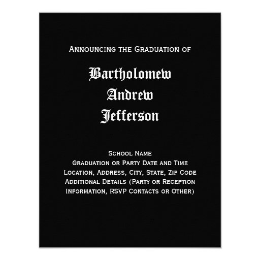 Black and White Caduceus Medical School Graduation Personalized Invitations