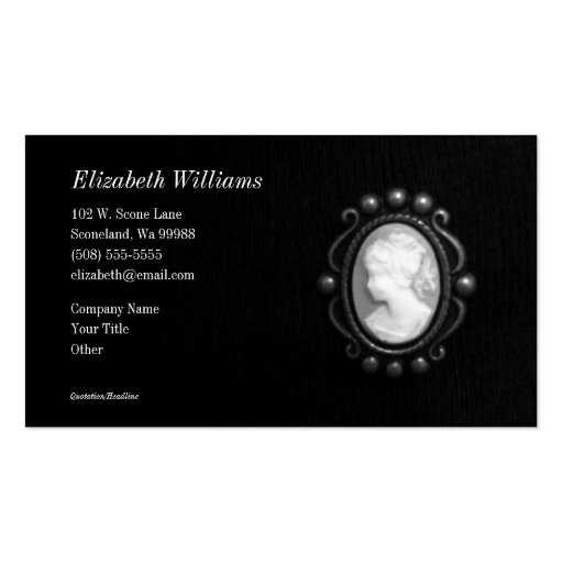 Black and White Cameo Silhouette Business Card (front side)