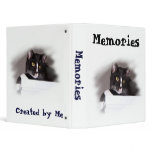 Black and white cat big yellow eyes looking right 3 ring binders
