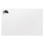 Black and white cat big yellow eyes looking right stationery design