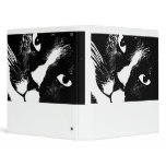 Black and white cat face close up 3 ring binder
