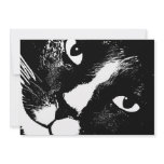 Black and white cat face close up custom invite