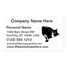Black and White Cat Looking Up Cutout Business Card Template