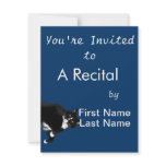 Black and White Cat Looking Up Cutout Personalized Invitation