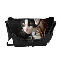 Black and White Cat Messenger Bag messenger bags