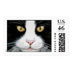 Black and White Cat Postage stamp