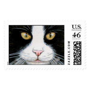 Black and White Cat Postage stamp