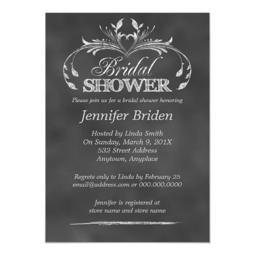 Black And White Chalkboard Modern Bridal Shower Card 