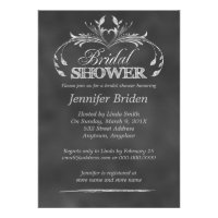 Black And White Chalkboard Modern Bridal Shower Custom Announcement