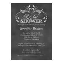 Black And White Chalkboard Modern Bridal Shower Custom Announcement