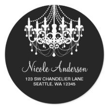 Black and White Chandelier Round Address Label sticker