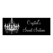 Black and White Chandelier Sweet 16 Banner print