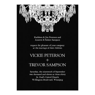 Black and White Chandelier Wedding Invitations