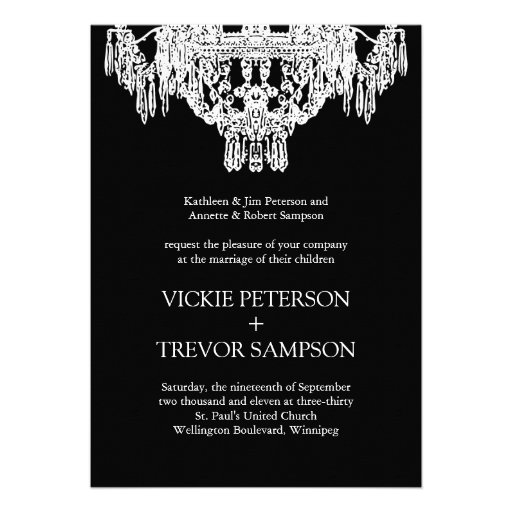 Black and White Chandelier Wedding Invitations