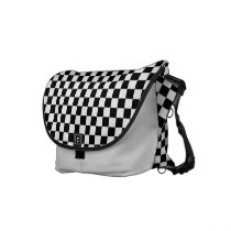 Black and White Check pattern Courier Bag
