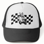 Black and white check scooter riders mesh hat