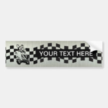 Black and white check scooter riders silver bumper bumper sticker