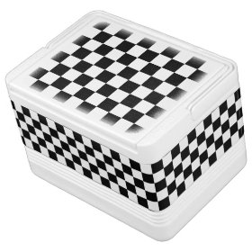 Black and White Checkerboard Checkered Flag Igloo Drink Cooler