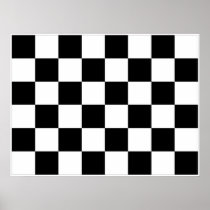Black and White Checkered Auto Racing Flag Poster