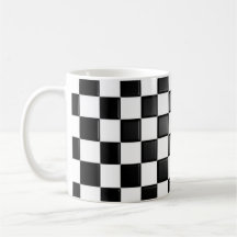 Black and white checkered coffee mug