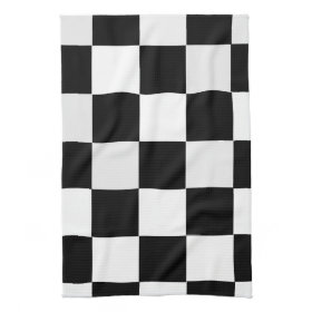Black and White Checkered Hand Towels