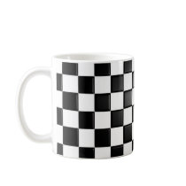 Black and white checkered coffee mug