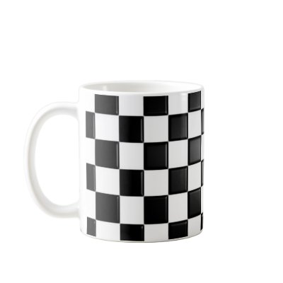 Black and white checkered coffee mug by scarletquill