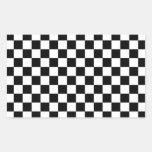 Black and white checkered pattern rectangular sticker