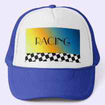 Black and White Checkered Racing Design hats