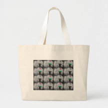Black and White Checkered with Small Red Flowers Tote Bags