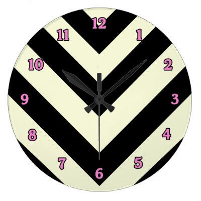 Black and White Chevron Pattern Clock