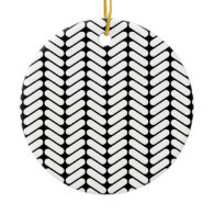 Black and White Chevron Pattern, Like Knitting. Christmas Ornament