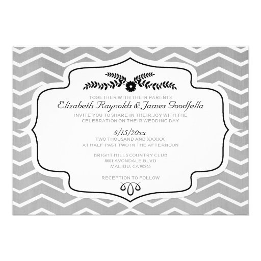 Black And White Chevron Wedding Invitations