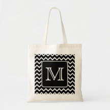 Black and White Chevron with Custom Monogram. Bags