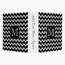 Black and White Chevron with Custom Monogram. Binders