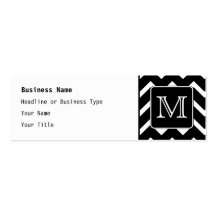 Black and White Chevron with Custom Monogram. Business Card Template