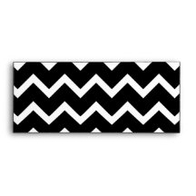 Black and White Chevron with Custom Monogram. Envelopes