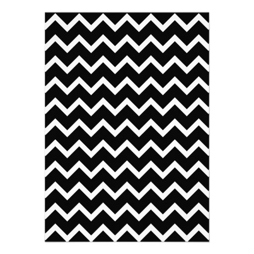 Black and White Chevron with Custom Monogram. Custom Announcement