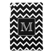 Black and White Chevron with Custom Monogram. Case For The iPad Mini