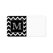 Black and White Chevron with Custom Monogram. Custom Address Label