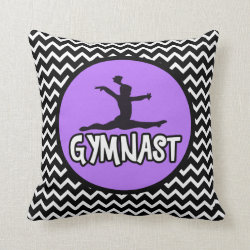 Black and White Chevron with Purple Gymnast Pillow