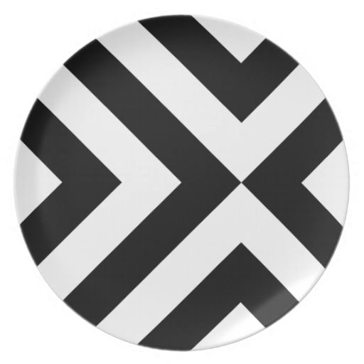 Black and White Chevrons Party Plate