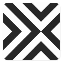 Black and White Chevrons Square Sticker