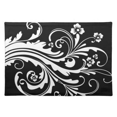 Black and White Chic Country Floral Place Mat by TheBrideShop