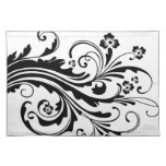 Black and White Chic Country Floral Place Mat