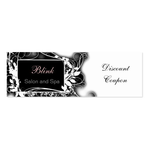 black and white Chic discount coupon Business Card Template (front side)