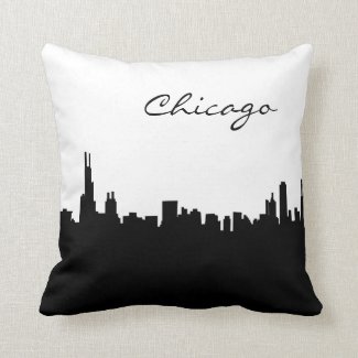 Black and White Chicago Landmark Pillow