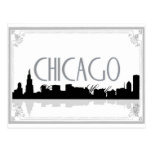 Black and white Chicago skyline Post Cards